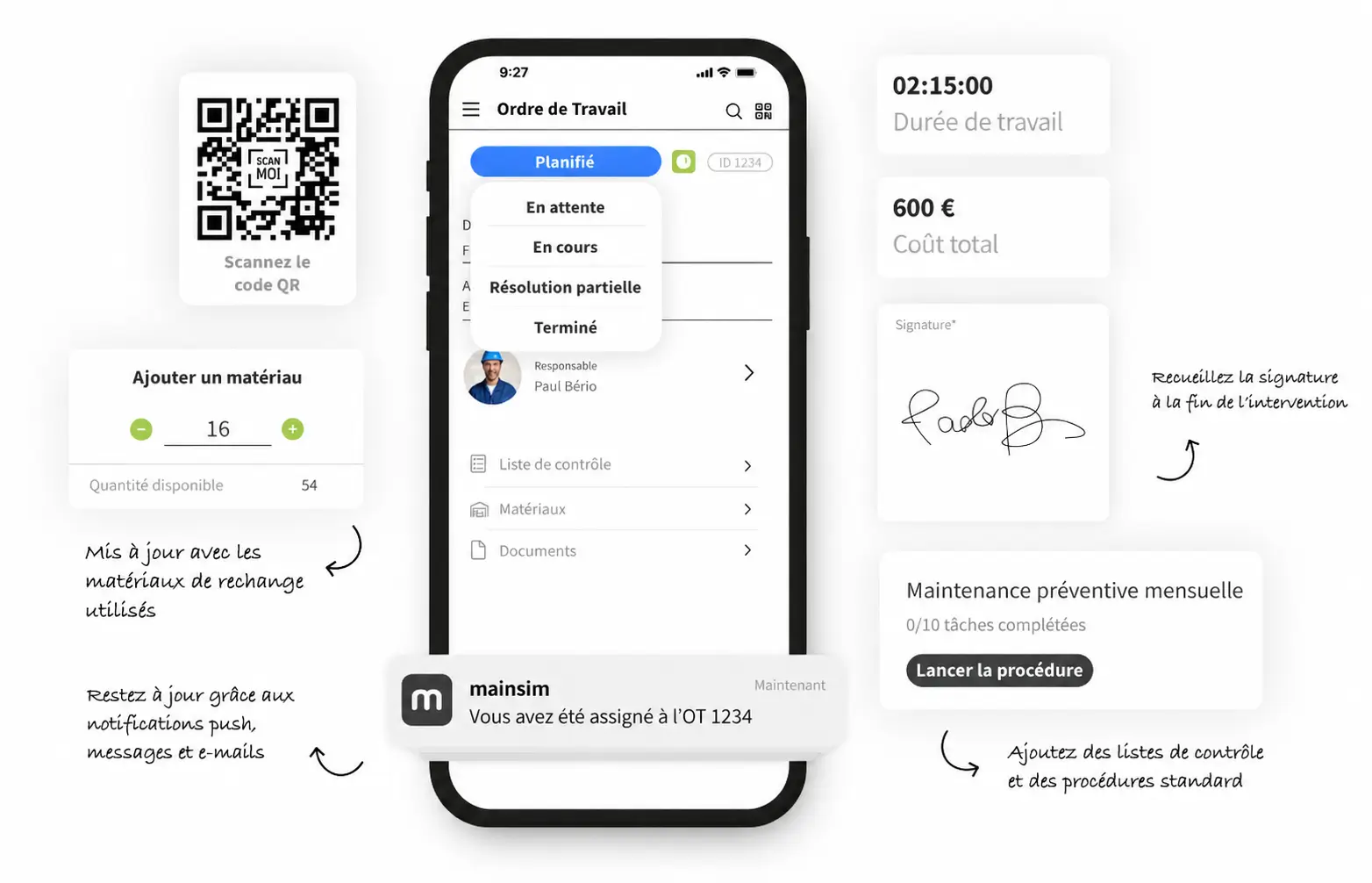 app mobille: ordres de travail