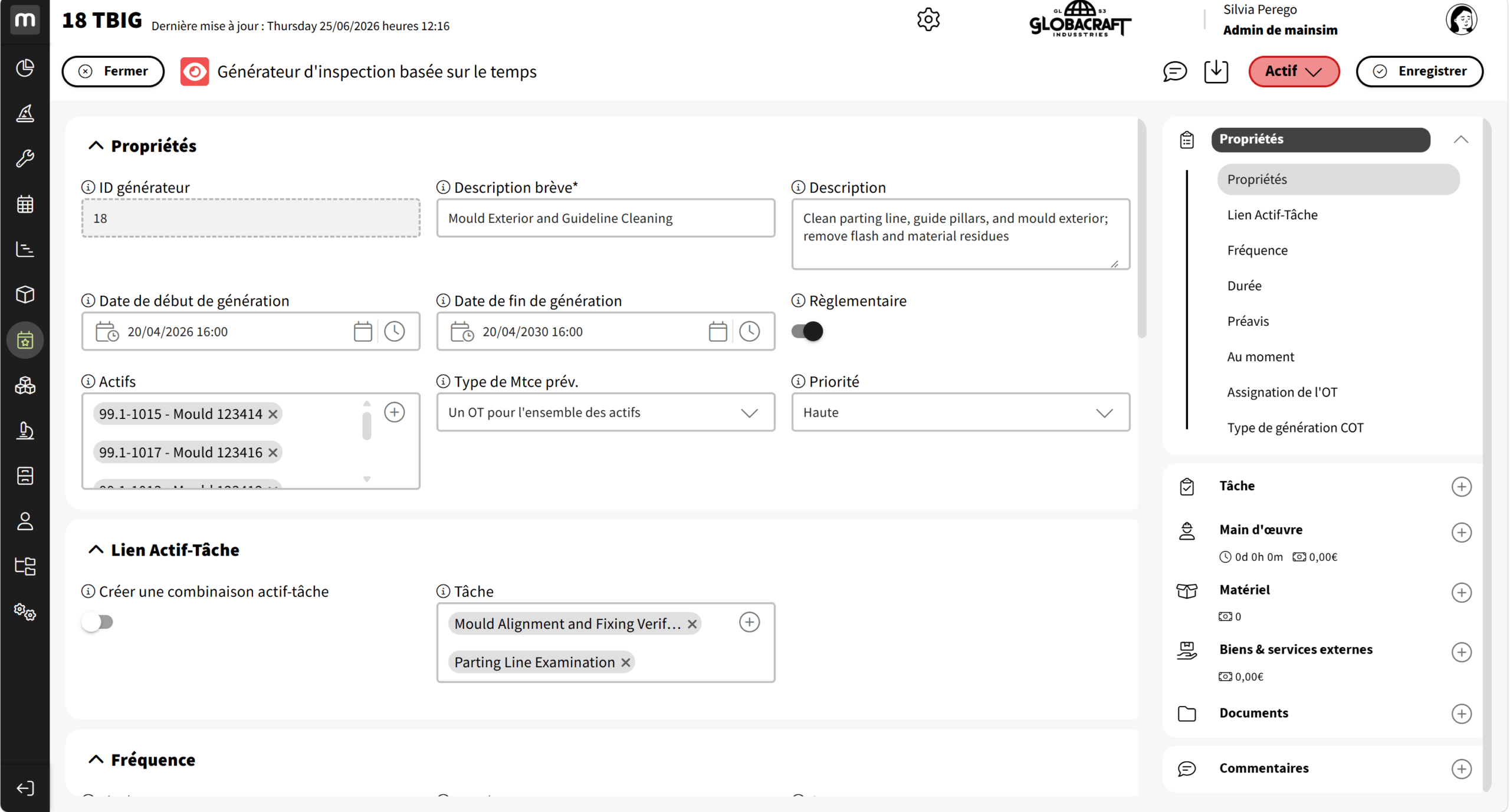 gestion des actifs treegrid