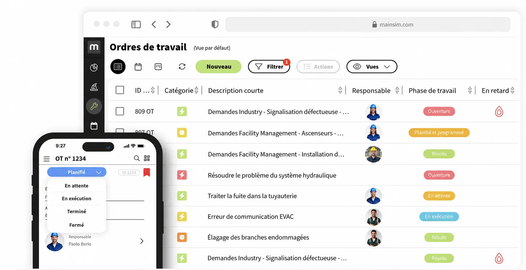 mockup ordres de travail