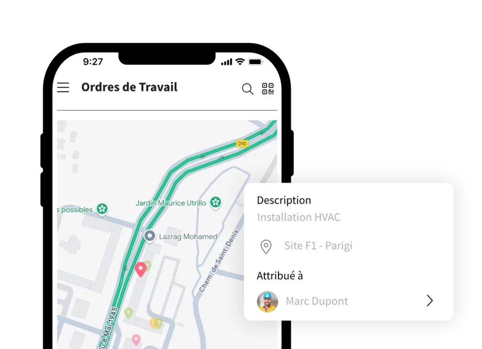 app mobile - ordres de travavil - carte